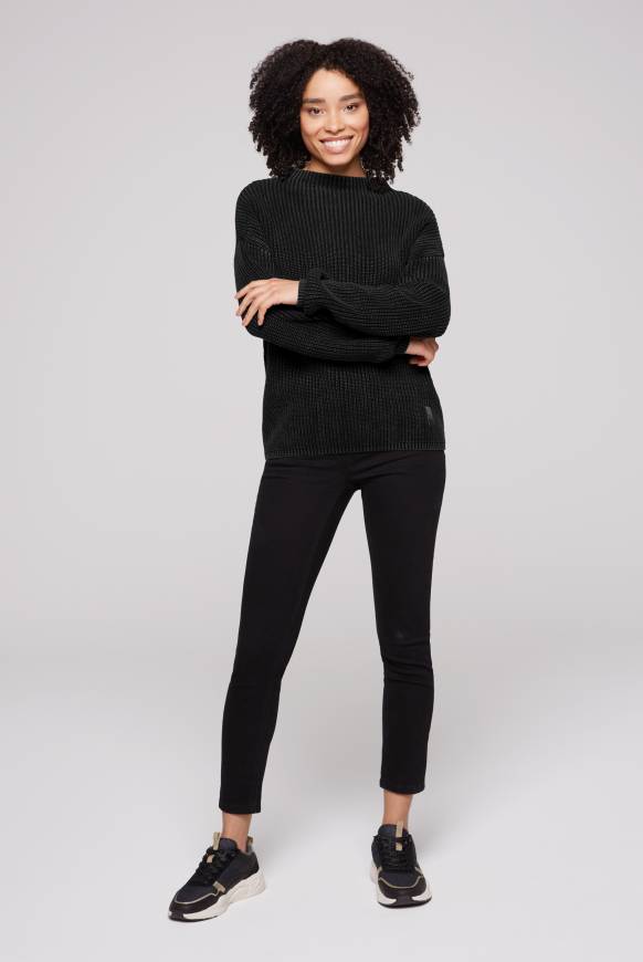 Soccx Rippstrickpullover Stone Washed black Zeitlich begrenztes Angebot