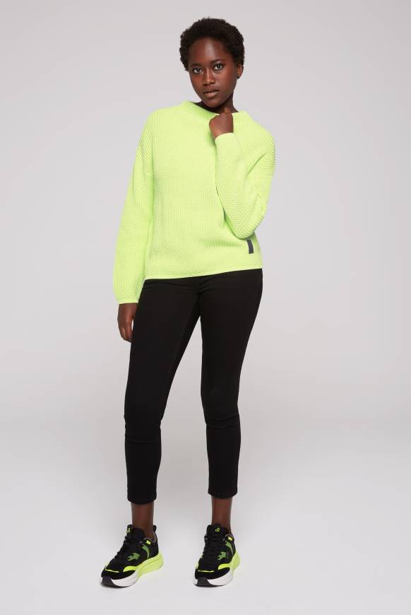 Soccx Rippstrickpullover Stone Washed yellow lime Exklusive Angebote