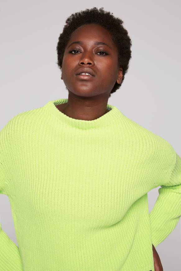 Soccx Rippstrickpullover Stone Washed yellow lime Exklusive Angebote