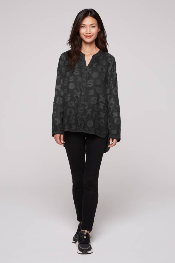 Soccx Bluse Oil Dyed mit Intarsia-Muster black Neuheiten
