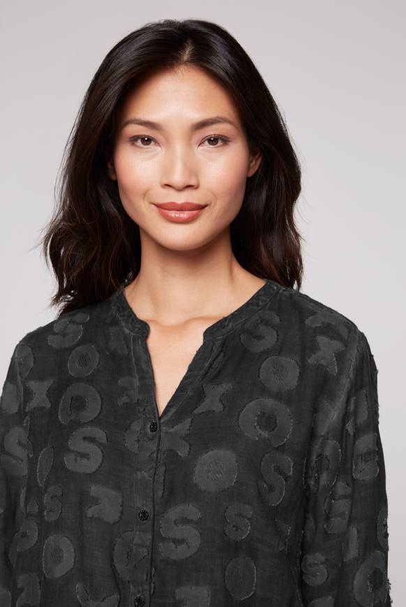 Soccx Bluse Oil Dyed mit Intarsia-Muster black Neuheiten