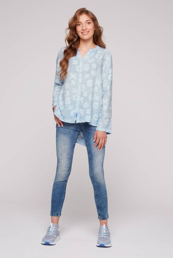 Soccx Bluse Oil Dyed mit Intarsia-Muster cool blue Bestseller