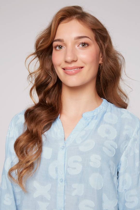 Soccx Bluse Oil Dyed mit Intarsia-Muster cool blue Bestseller