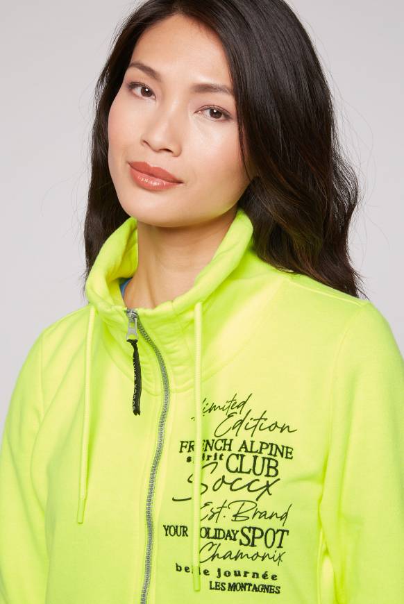 Soccx Lange Sweatjacke mit hohem Kragen yellow lime Tägliche Deals