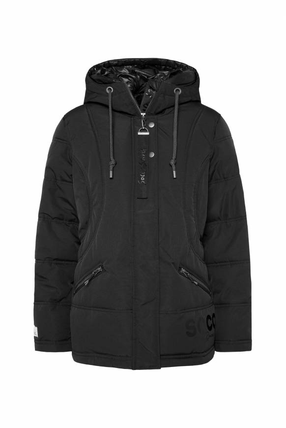 Soccx Steppjacke mit Kapuzen-Layering black Tiefpreis