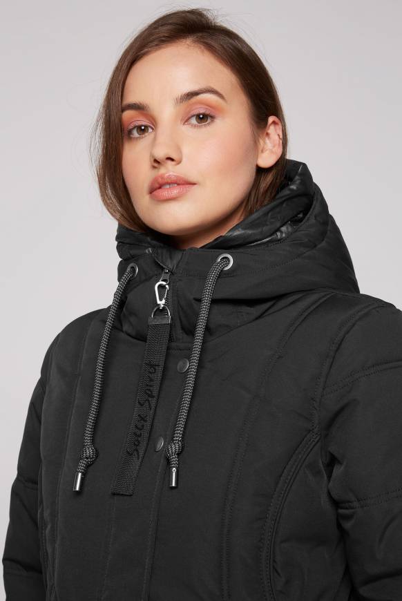 Soccx Steppjacke mit Kapuzen-Layering black Tiefpreis