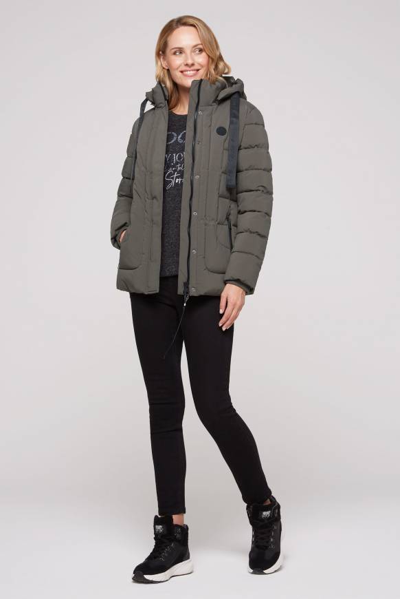 Soccx Puffer-Jacke mit abtrennbarer Kapuze olive Begrenzte Freigabe