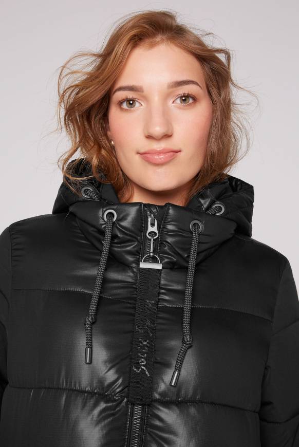 Soccx Langer Steppmantel im Materialmix black Letzte 3 Tage