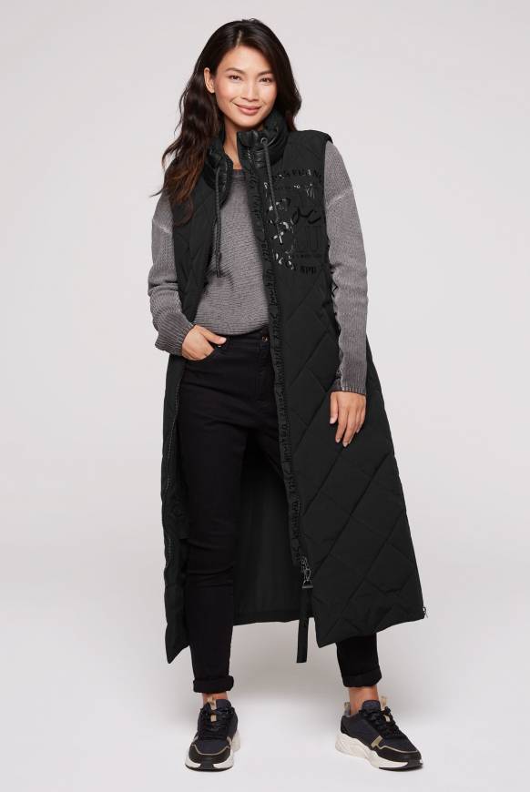 Soccx Lange Steppweste mit Shiny-Details black JETZT KAUFEN