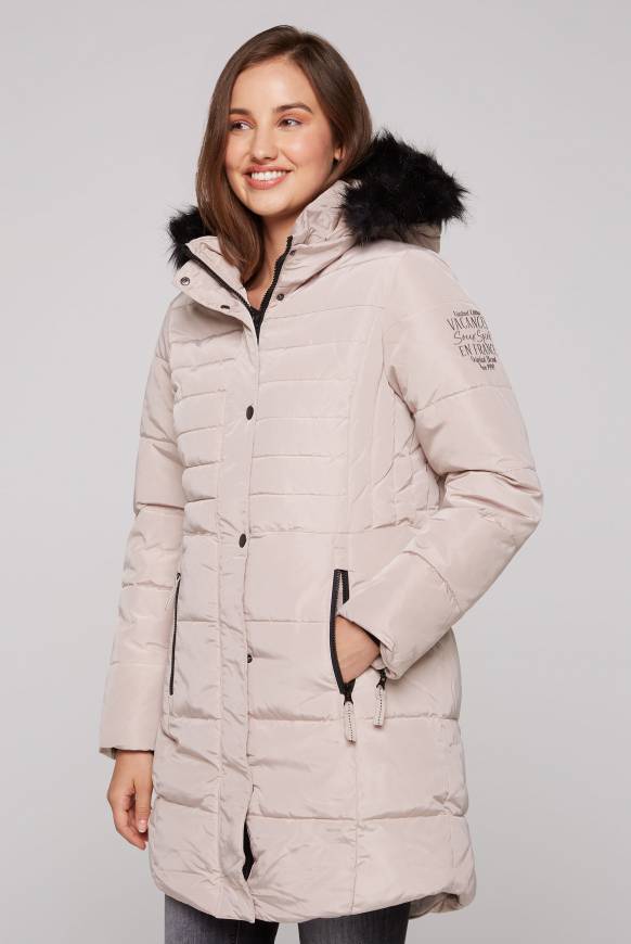 Soccx Stepp-Parka mit abtrennbarer Kapuze und Kunstfell light beige Bis zu 50% Rabatt