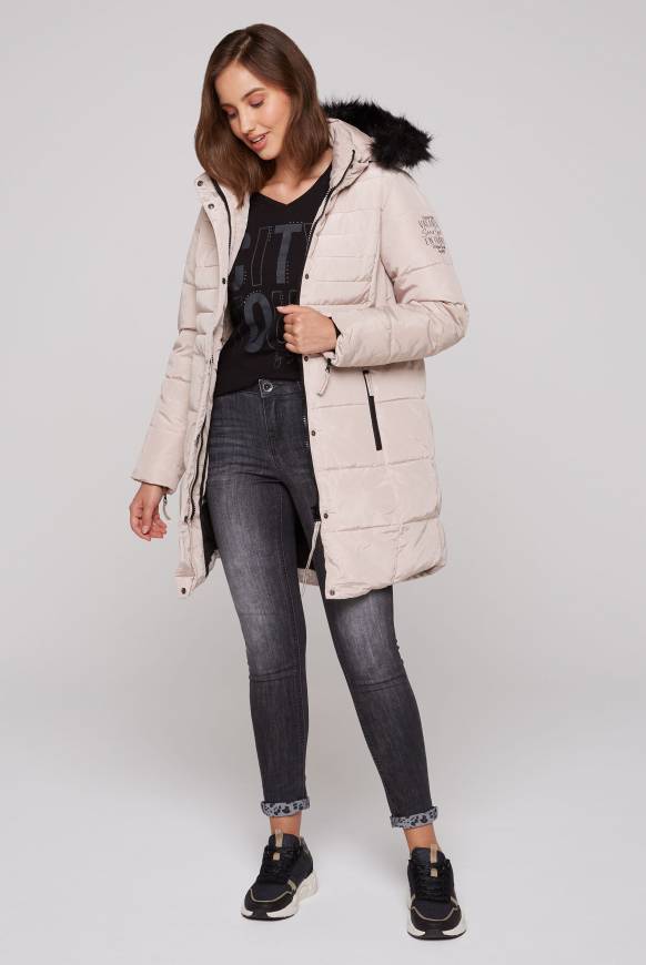 Soccx Stepp-Parka mit abtrennbarer Kapuze und Kunstfell light beige Bis zu 50% Rabatt
