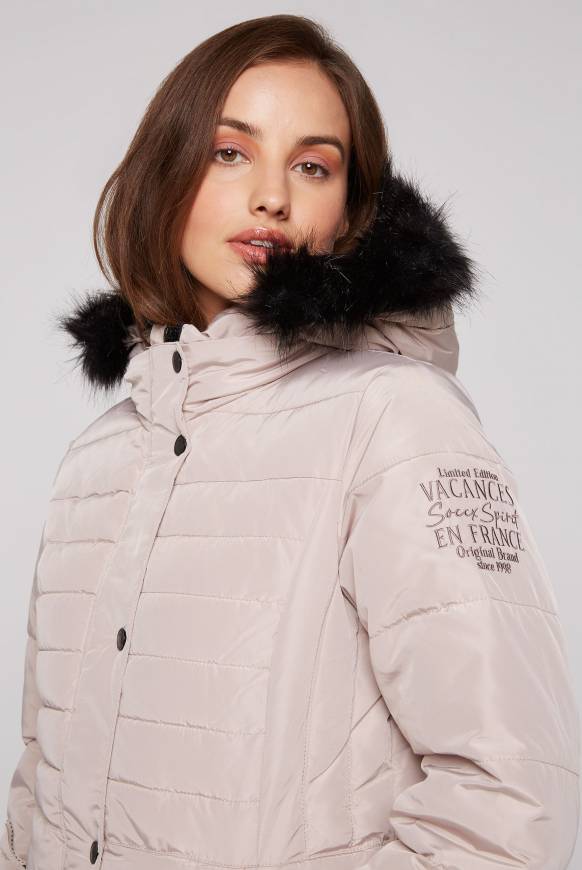Soccx Stepp-Parka mit abtrennbarer Kapuze und Kunstfell light beige Bis zu 50% Rabatt