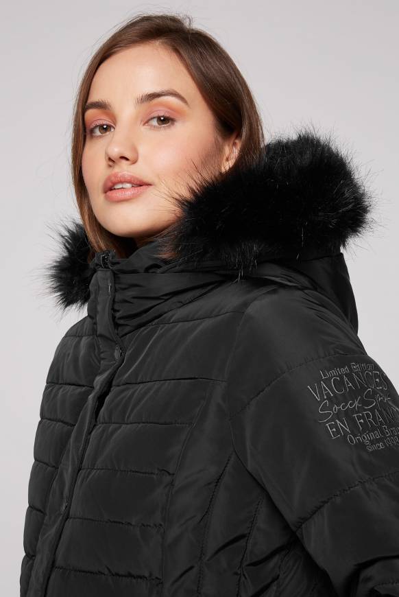 Soccx Stepp-Parka mit abtrennbarer Kapuze und Kunstfell black Bis zu 60% Rabatt