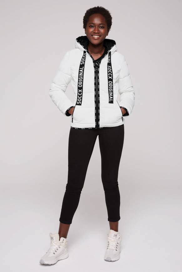 Soccx Glänzende Steppjacke mit Samt-Optik white Vierteljährliche Förderung