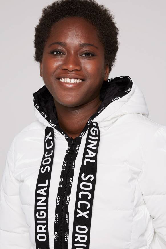 Soccx Glänzende Steppjacke mit Samt-Optik white Vierteljährliche Förderung