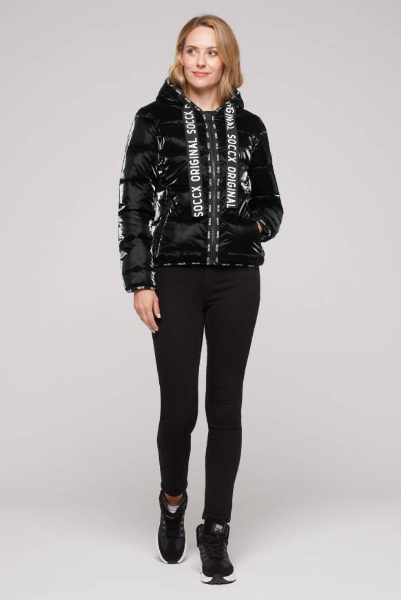 Soccx Glänzende Steppjacke mit Samt-Optik black Bis zu 55% Rabatt