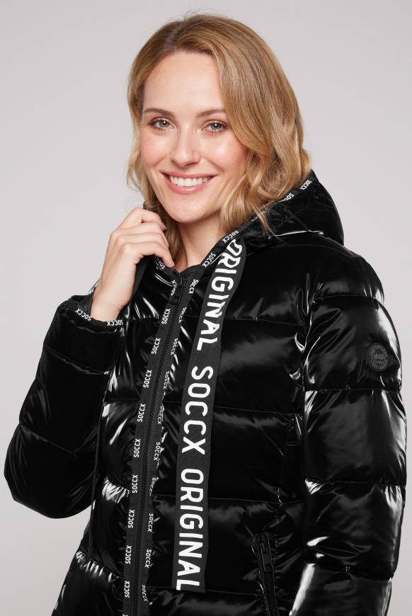 Soccx Glänzende Steppjacke mit Samt-Optik black Bis zu 55% Rabatt