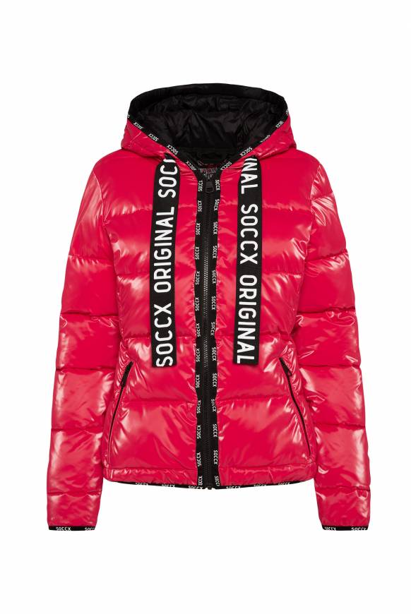 Soccx Glänzende Steppjacke mit Samt-Optik clear red Discount Store für neue Produkte