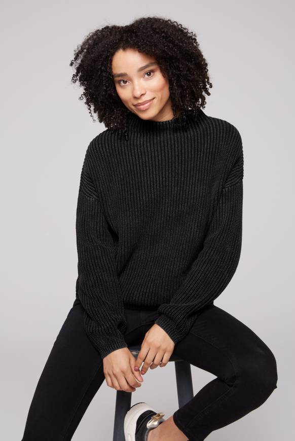 Soccx Rippstrickpullover Stone Washed black Clearance-Verkauf