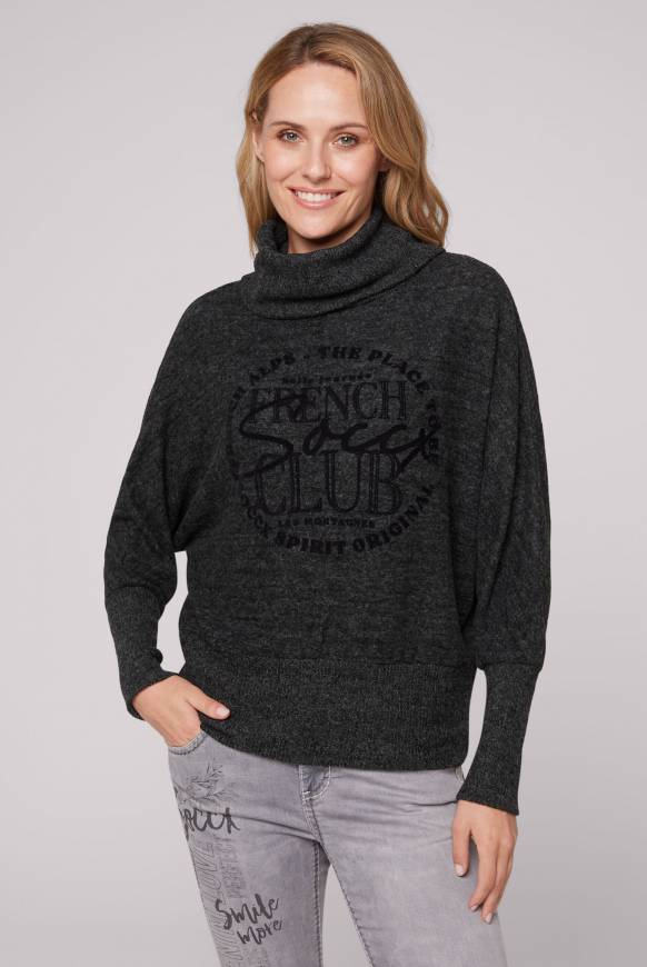Soccx Rollkragenpullover mit Fledermausärmeln black melange Speichern exportieren
