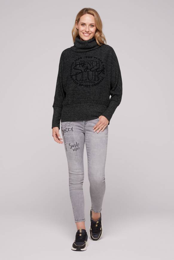 Soccx Rollkragenpullover mit Fledermausärmeln black melange Speichern exportieren