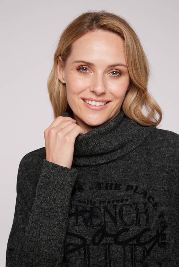 Soccx Rollkragenpullover mit Fledermausärmeln black melange Speichern exportieren