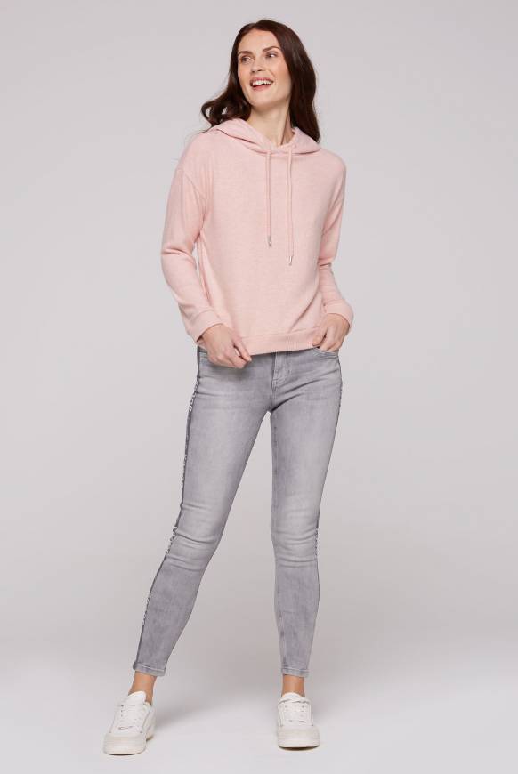 Soccx Basic Hoodie aus Flauschstrick rose blush Im Verkauf
