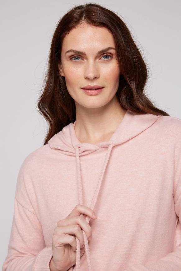 Soccx Basic Hoodie aus Flauschstrick rose blush Im Verkauf