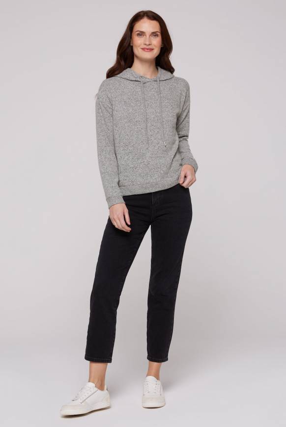 Soccx Basic Hoodie aus Flauschstrick grey melange 50% Rabatt für begrenzte Zeit