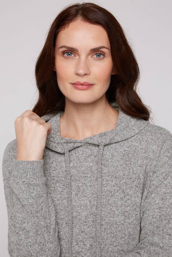 Soccx Basic Hoodie aus Flauschstrick grey melange 50% Rabatt für begrenzte Zeit