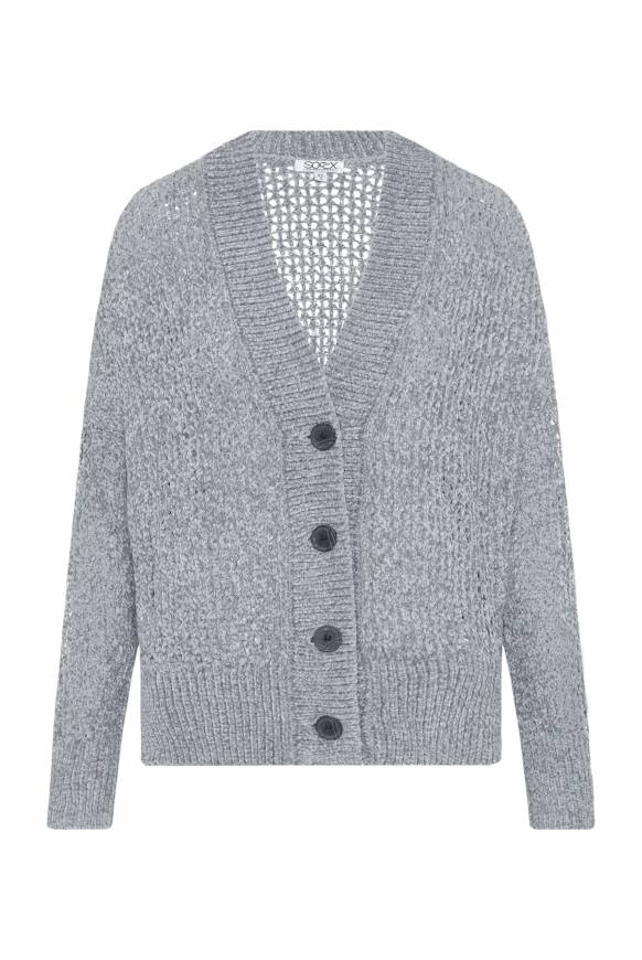 Soccx Chenille-Cardigan mit Strickmuster cold grey Online