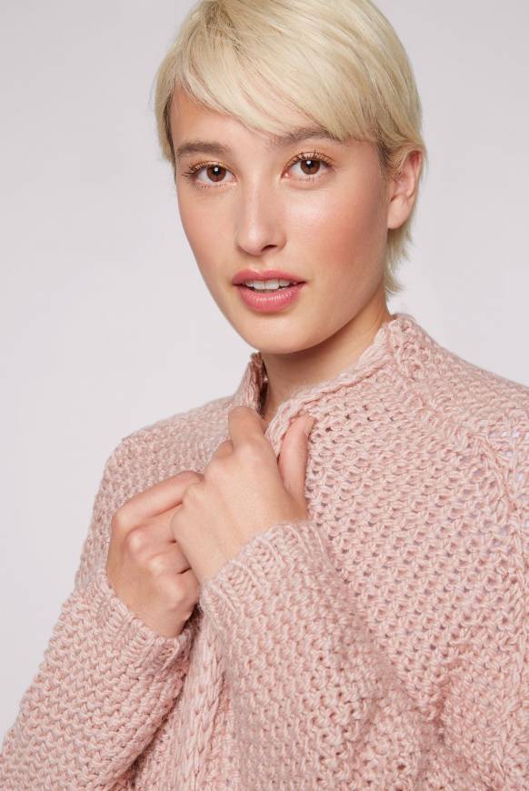 Soccx Langer Cardigan mit Perlmuster rose blush Auslauf