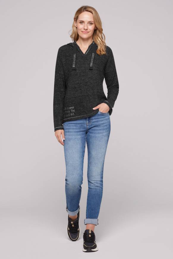Soccx Kapuzenpullover aus Flauschstrick black Angebote