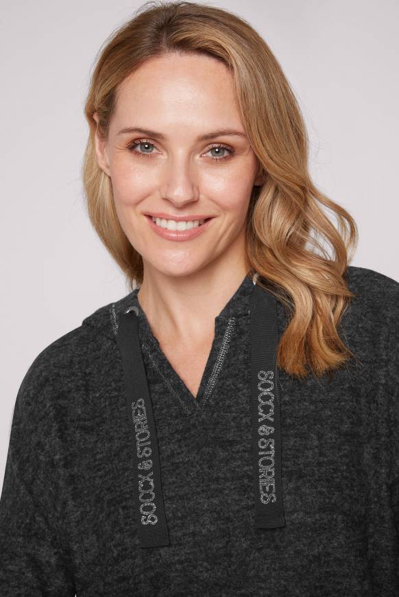 Soccx Kapuzenpullover aus Flauschstrick black Angebote