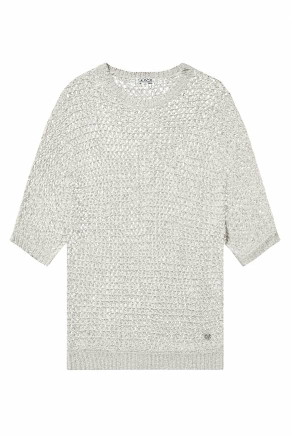 Soccx Kurzarm-Pullover aus Strukturgarn stone beige Günstiger Verkauf