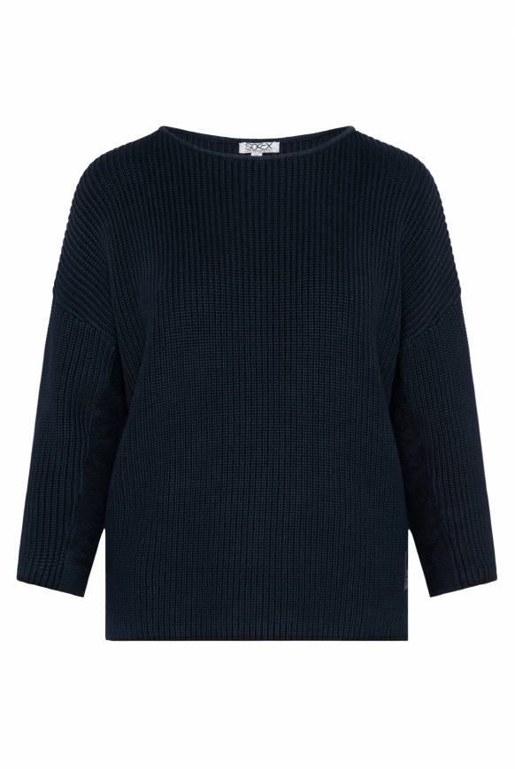 Soccx Stone Washed Pullover mit Intarsia-Design blue navy Fabrikverkauf