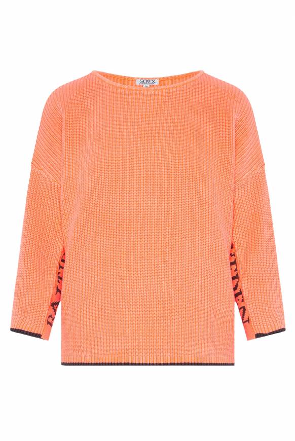 Soccx Stone Washed Pullover mit Intarsia-Design neon orange Meist gekauft