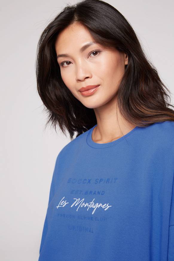 Soccx Sweatshirt mit tonigen Rubber Prints vividblue Limitierter Zeitrabatt