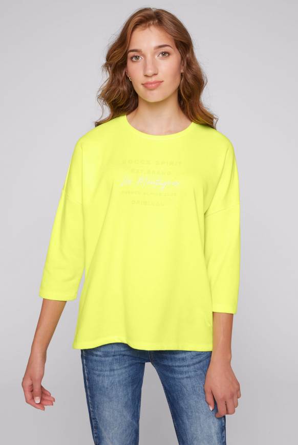 Soccx Sweatshirt mit tonigen Rubber Prints yellow lime Fabrik Onlineshop