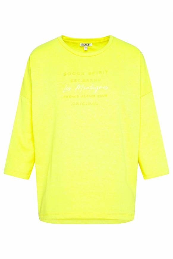 Soccx Sweatshirt mit tonigen Rubber Prints yellow lime Fabrik Onlineshop