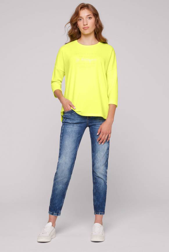 Soccx Sweatshirt mit tonigen Rubber Prints yellow lime Fabrik Onlineshop