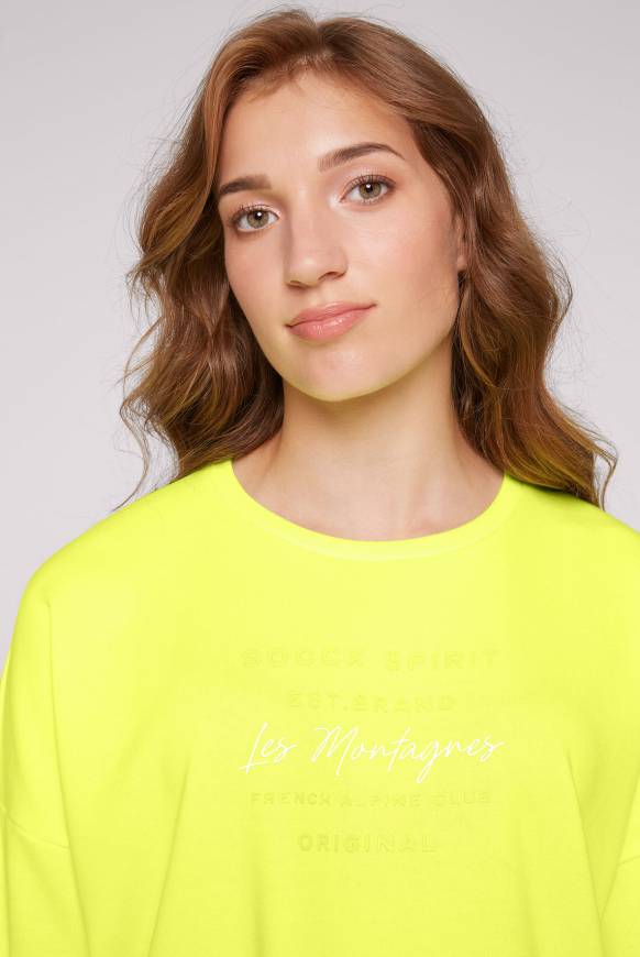 Soccx Sweatshirt mit tonigen Rubber Prints yellow lime Fabrik Onlineshop
