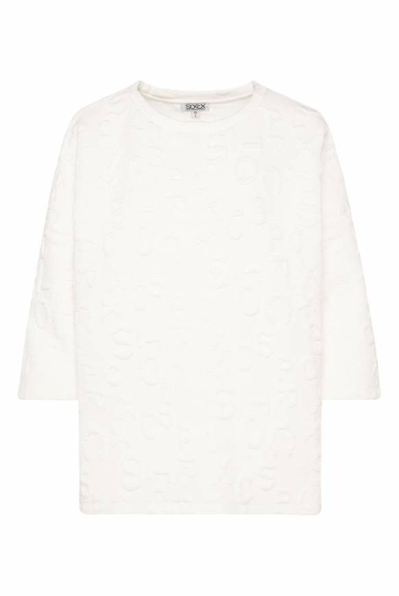 Soccx Sweatshirt mit Intarsia-Artwork ivory Sonderangebot