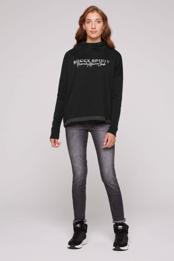 Soccx Sweatshirt mit Kapuze und Print Artwork black Rabatt
