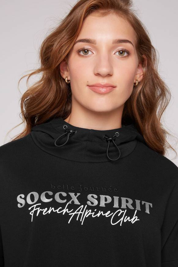 Soccx Sweatshirt mit Kapuze und Print Artwork black Rabatt