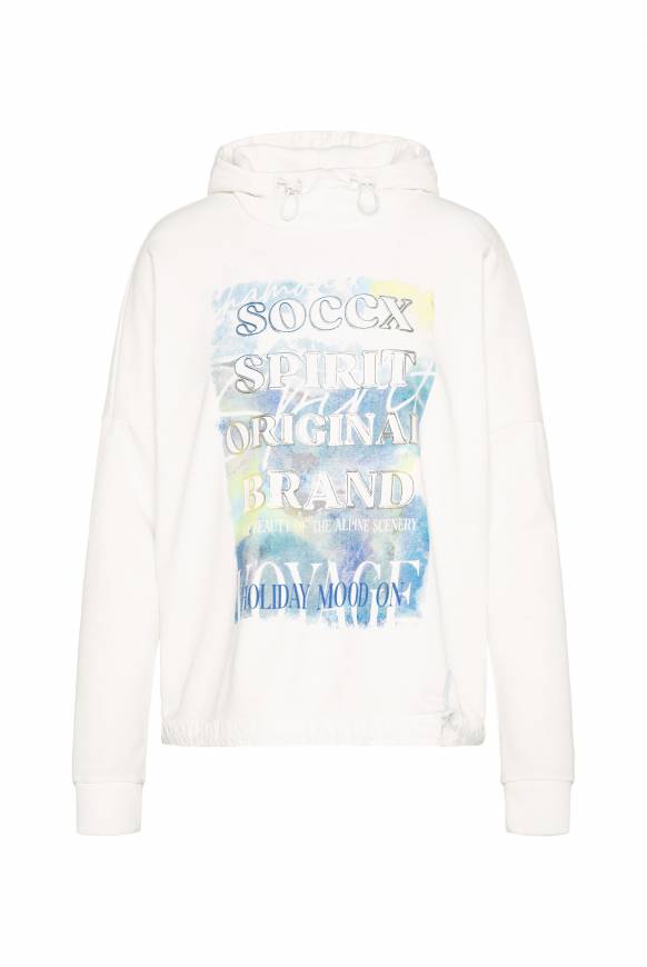Soccx Sweatshirt mit Kapuze und Print Artwork ivory Günstig kaufen