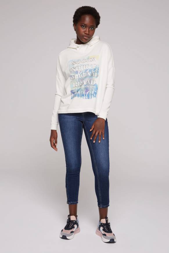 Soccx Sweatshirt mit Kapuze und Print Artwork ivory Günstig kaufen