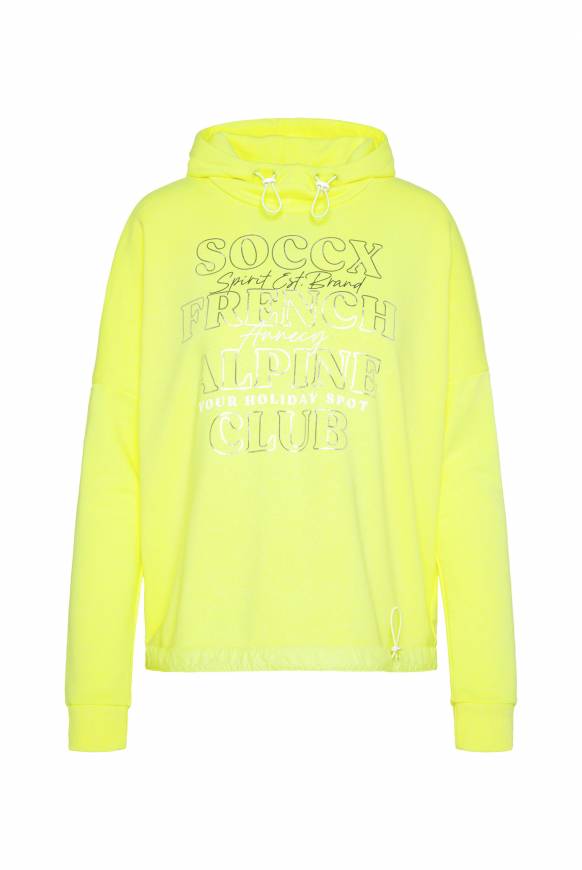 Soccx Sweatshirt mit Kapuze und Print Artwork yellow lime Versandkostenfrei