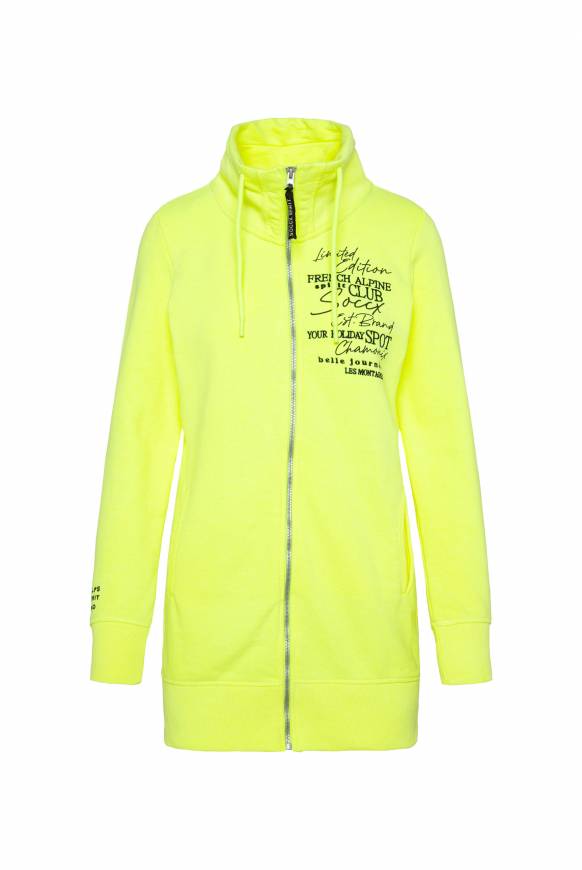 Soccx Lange Sweatjacke mit hohem Kragen yellow lime Großer Ausverkauf