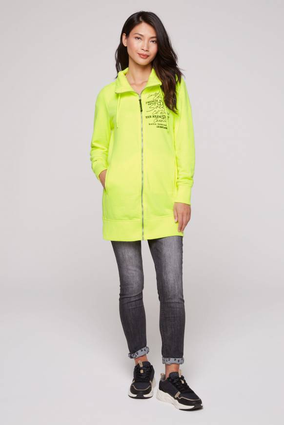 Soccx Lange Sweatjacke mit hohem Kragen yellow lime Großer Ausverkauf